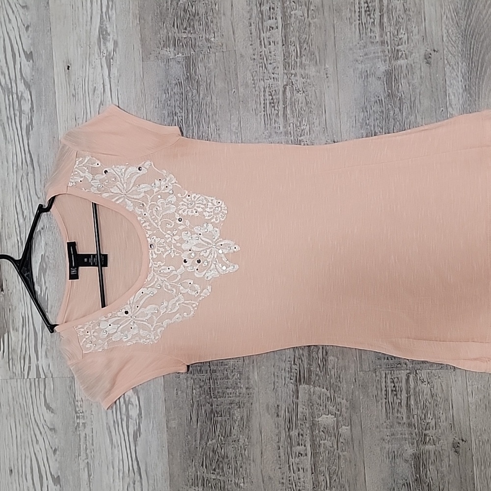 INC Pink Lace Embellished Top